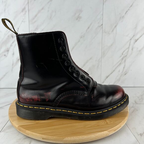 Dr. Doc Martens 1460 Pascal Front Zip Mens Size 9 Cherry Red Combat Moto Boots - Picture 1 of 11